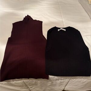 Zara Ribbed Mock Neck Sleeveless Tops